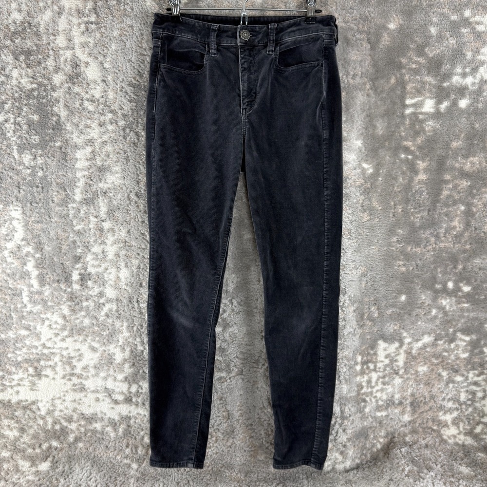 American‎ Eagle Size 10 Super Stretch Skinny Jeans Pants Gray Button Zip